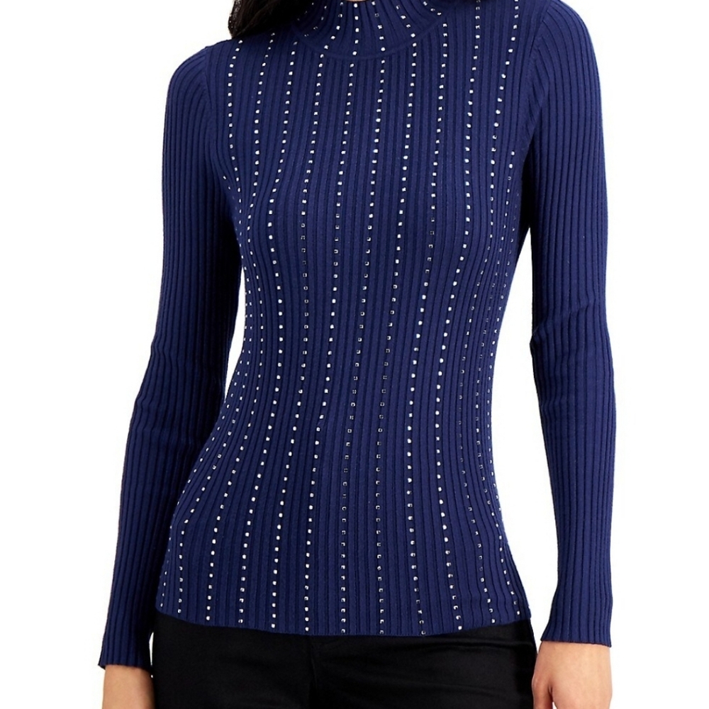 3 for 30 - Navy/Indigo embellished turtleneck